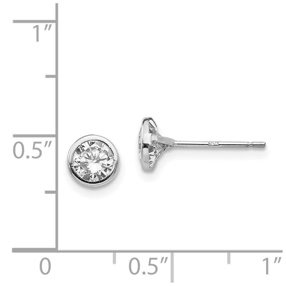 Muffin Wink 14k White Gold Madi K 5mm Bezel Set CZ Post Earrings