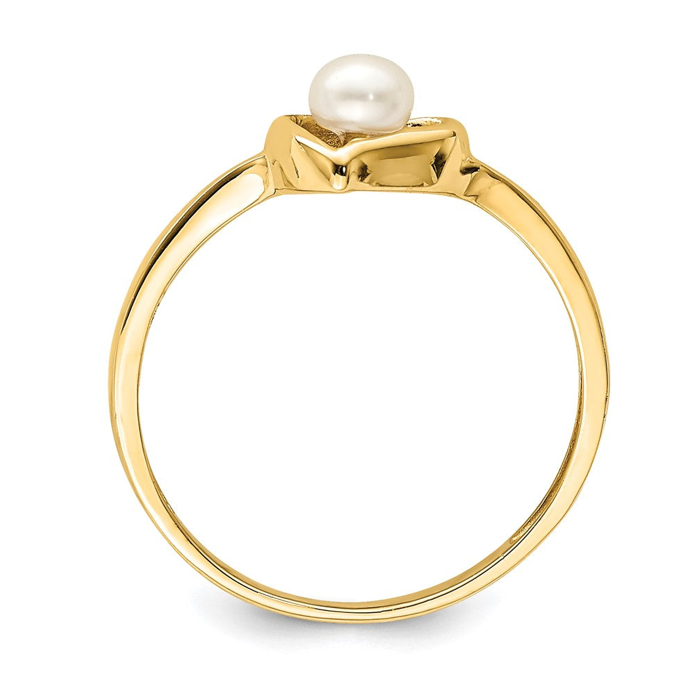 Doodle Joy 14K Madi K 3-4mm White Button Freshwater Cultured Pearl Heart Ring