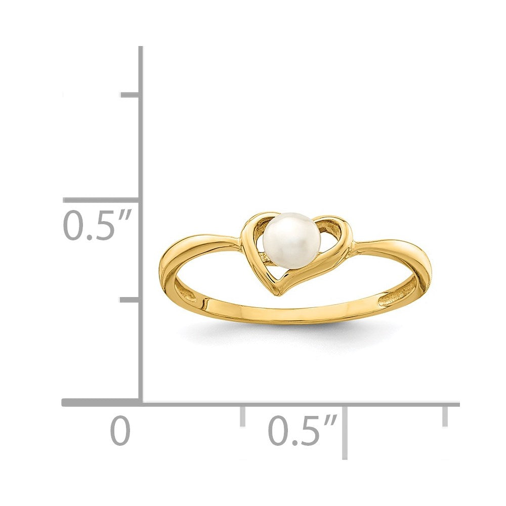 Doodle Joy 14K Madi K 3-4mm White Button Freshwater Cultured Pearl Heart Ring