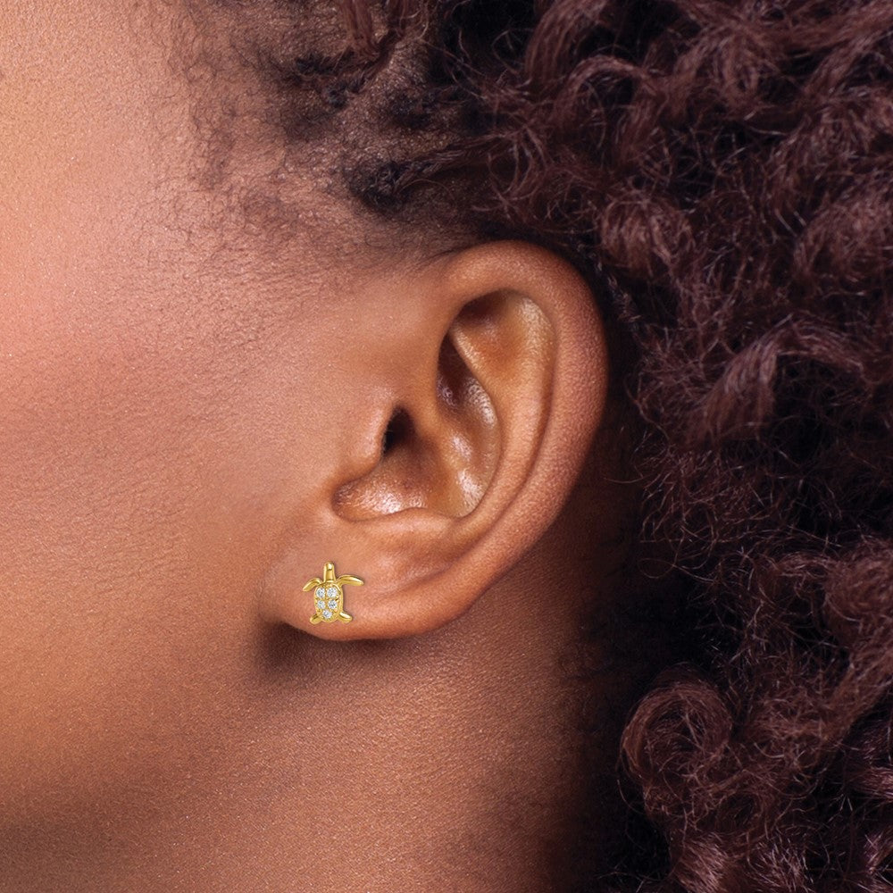 Zippy Puff 14k Madi K CZ Turtle Post Earrings