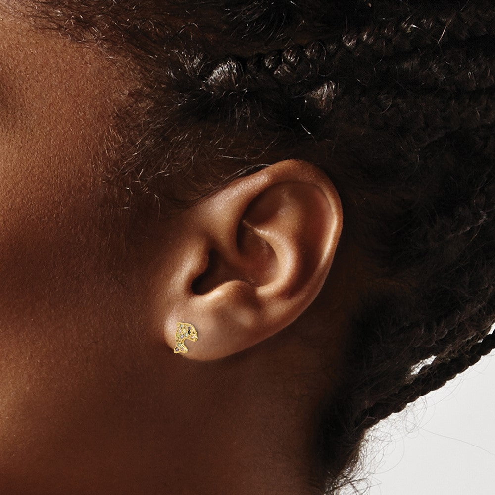 Sunny Shine 14k Madi K Multi-colored CZ Dolphin Post Earrings