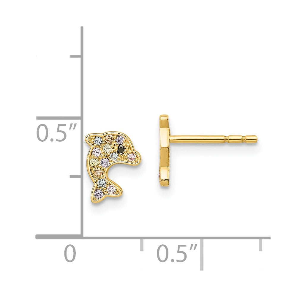 Sunny Shine 14k Madi K Multi-colored CZ Dolphin Post Earrings