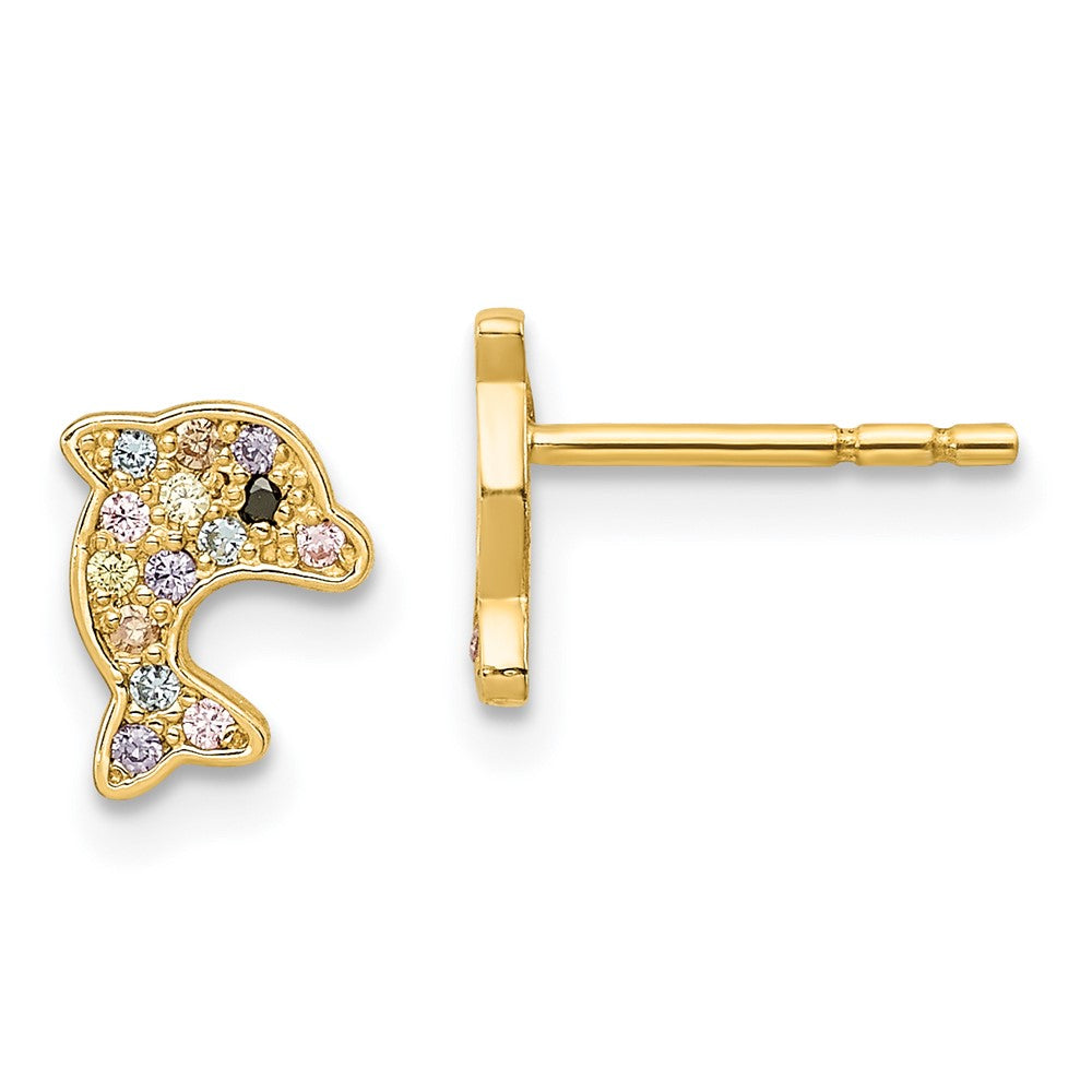Sunny Shine 14k Madi K Multi-colored CZ Dolphin Post Earrings