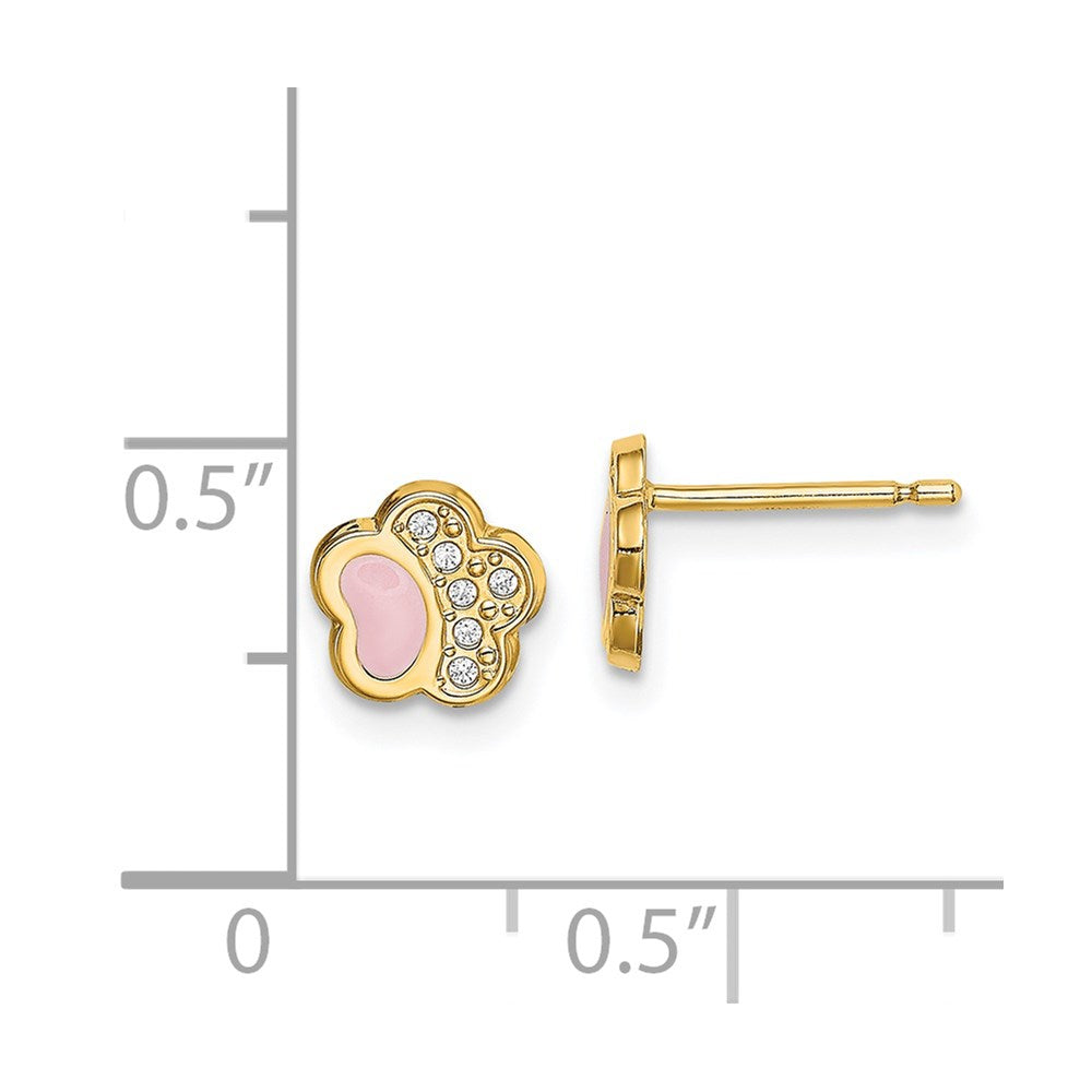 Cocoa Wink 14k Madi K CZ Pink Enamel Paw Post Earrings