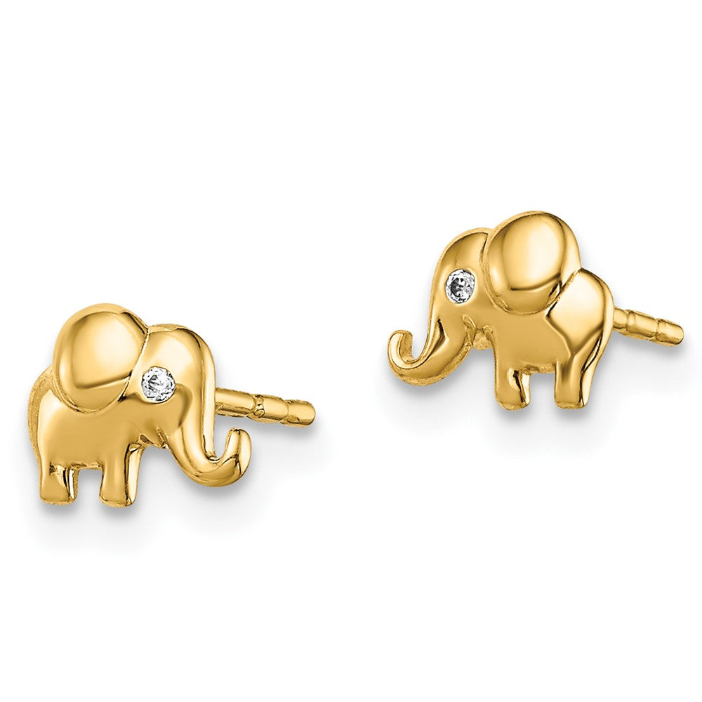 Snuggle Bear 14k Madi K CZ Accent Elephant Post Earrings
