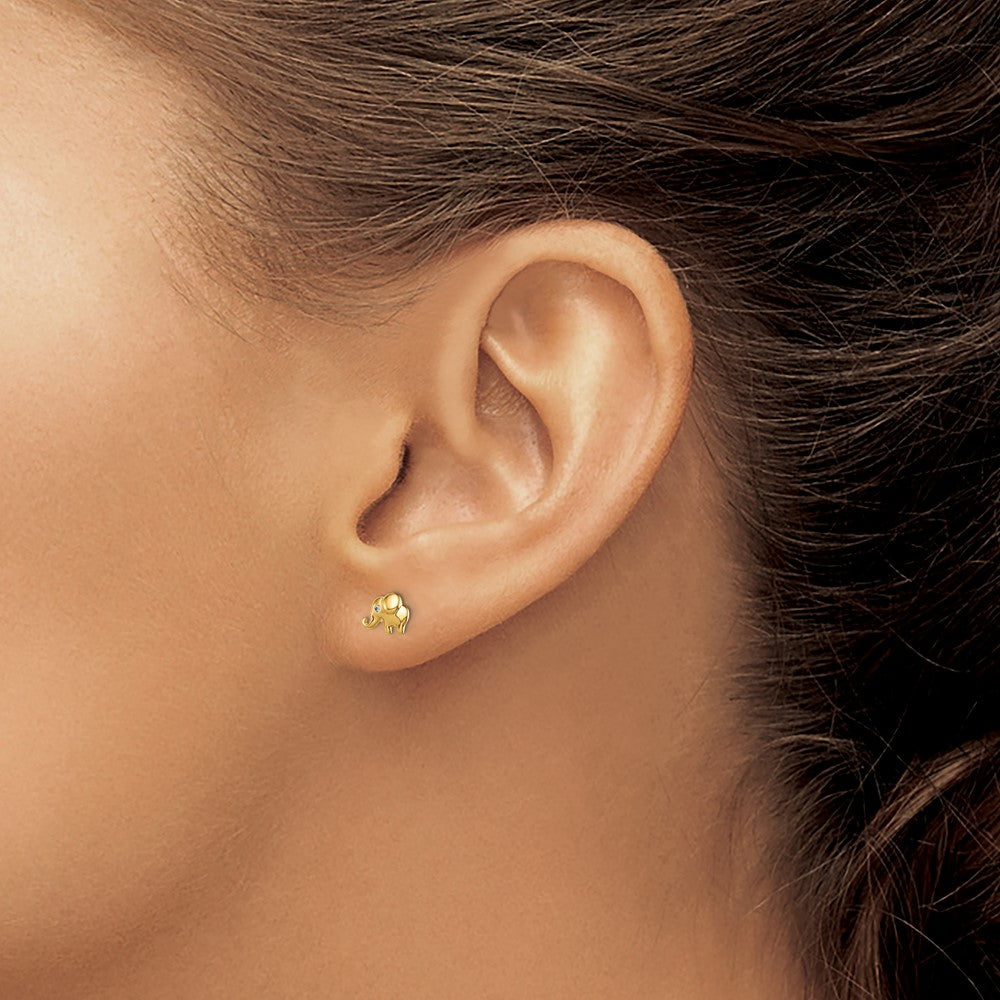Snuggle Bear 14k Madi K CZ Accent Elephant Post Earrings