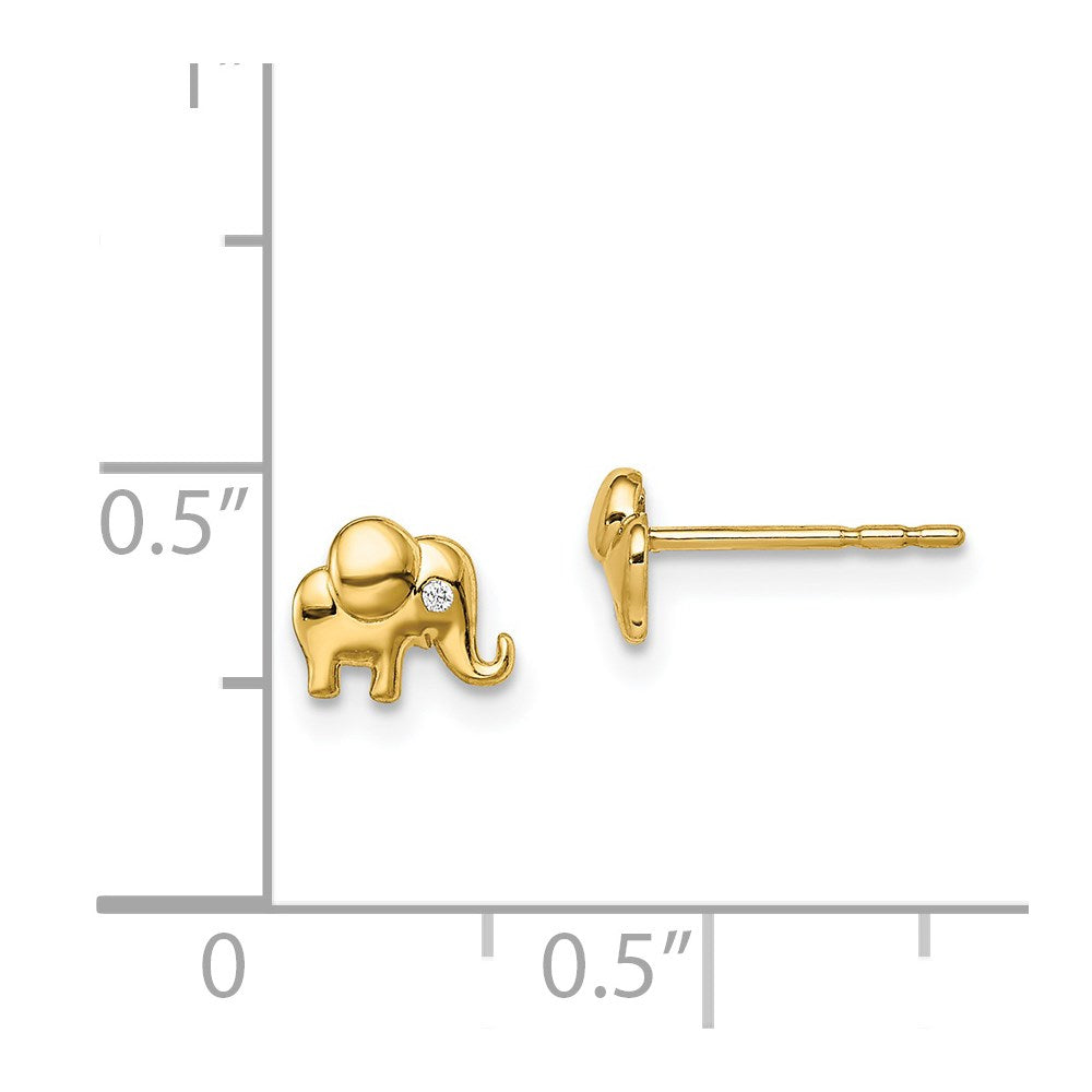 Snuggle Bear 14k Madi K CZ Accent Elephant Post Earrings