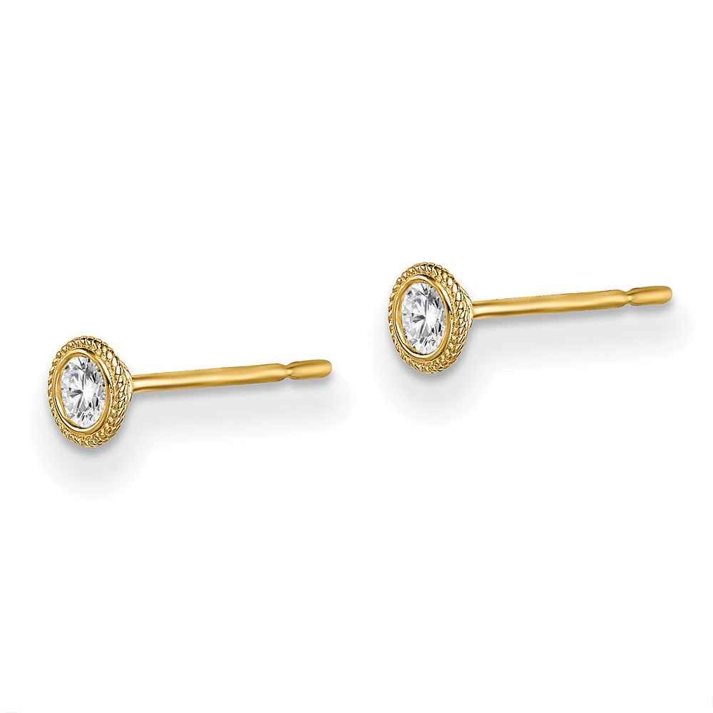 Koala Boo 14k Madi K Round CZ Milgrain Bezel Post Earrings