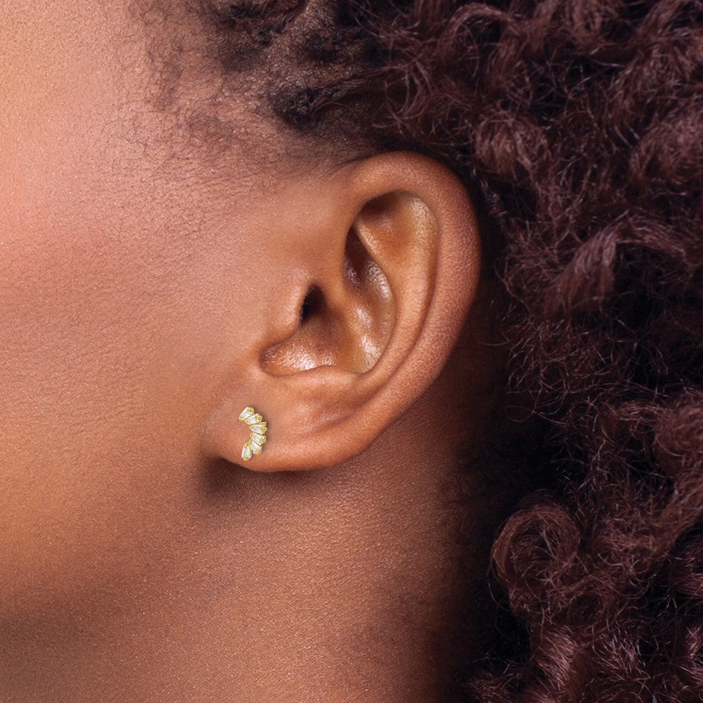 Button Spark 14k Madi K CZ Arch Post Earrings