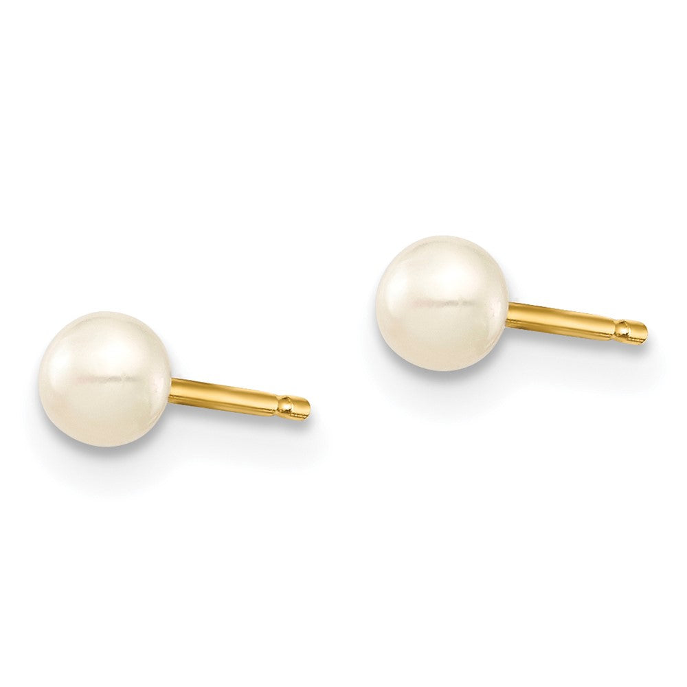 Sprout Drift 14k Madi K 3-4mm White Button Freshwater Cultured Pearl Stud Post Earrings with Silicone Backs