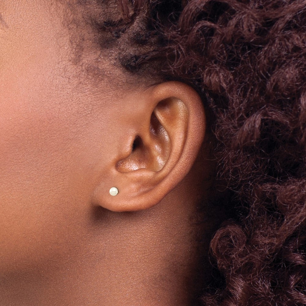 Sprout Drift 14k Madi K 3-4mm White Button Freshwater Cultured Pearl Stud Post Earrings with Silicone Backs