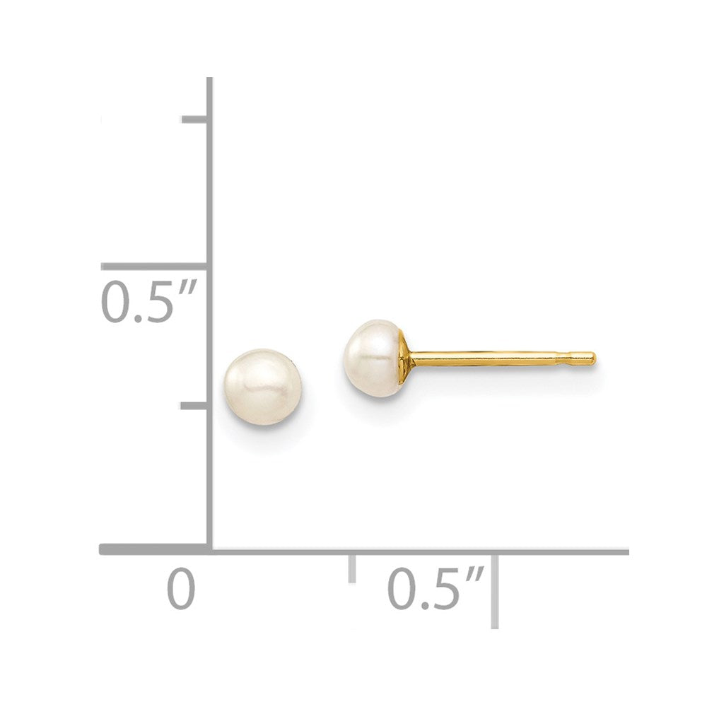 Sprout Drift 14k Madi K 3-4mm White Button Freshwater Cultured Pearl Stud Post Earrings with Silicone Backs