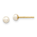 Sprout Drift 14k Madi K 3-4mm White Button Freshwater Cultured Pearl Stud Post Earrings with Silicone Backs