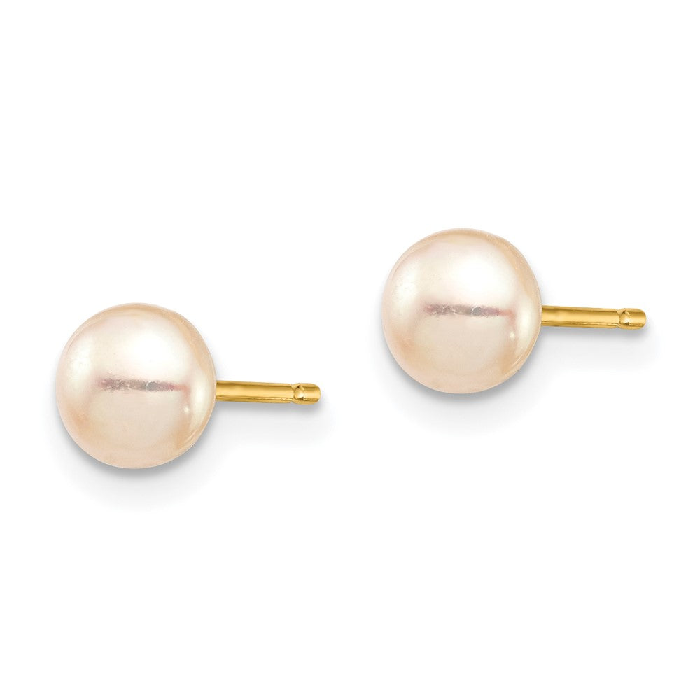 Twinkle Puff 14k Madi K 5-6mm Pink Button Freshwater Cultured Pearl Stud Post Earrings with Silicone Backs