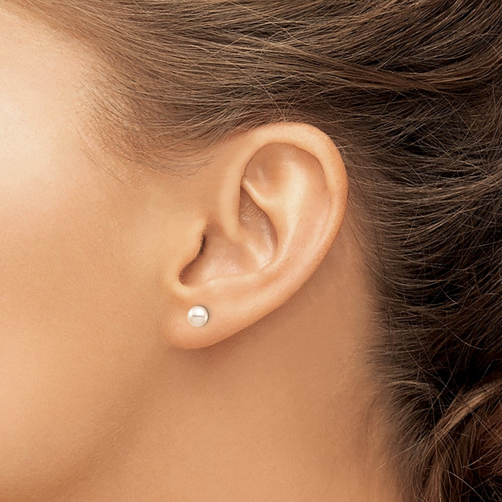 Twinkle Puff 14k Madi K 5-6mm Pink Button Freshwater Cultured Pearl Stud Post Earrings with Silicone Backs