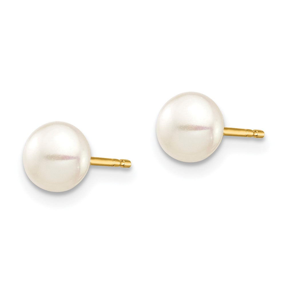 Doodle Boo 14k Madi K 5-6mm White Button Freshwater Cultured Pearl Stud Post Earrings with Silicone Backs