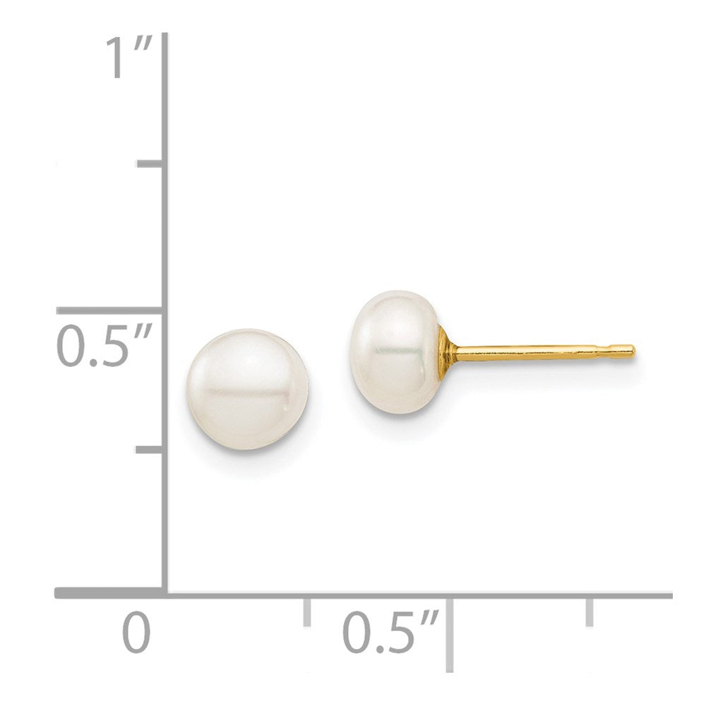 Doodle Boo 14k Madi K 5-6mm White Button Freshwater Cultured Pearl Stud Post Earrings with Silicone Backs