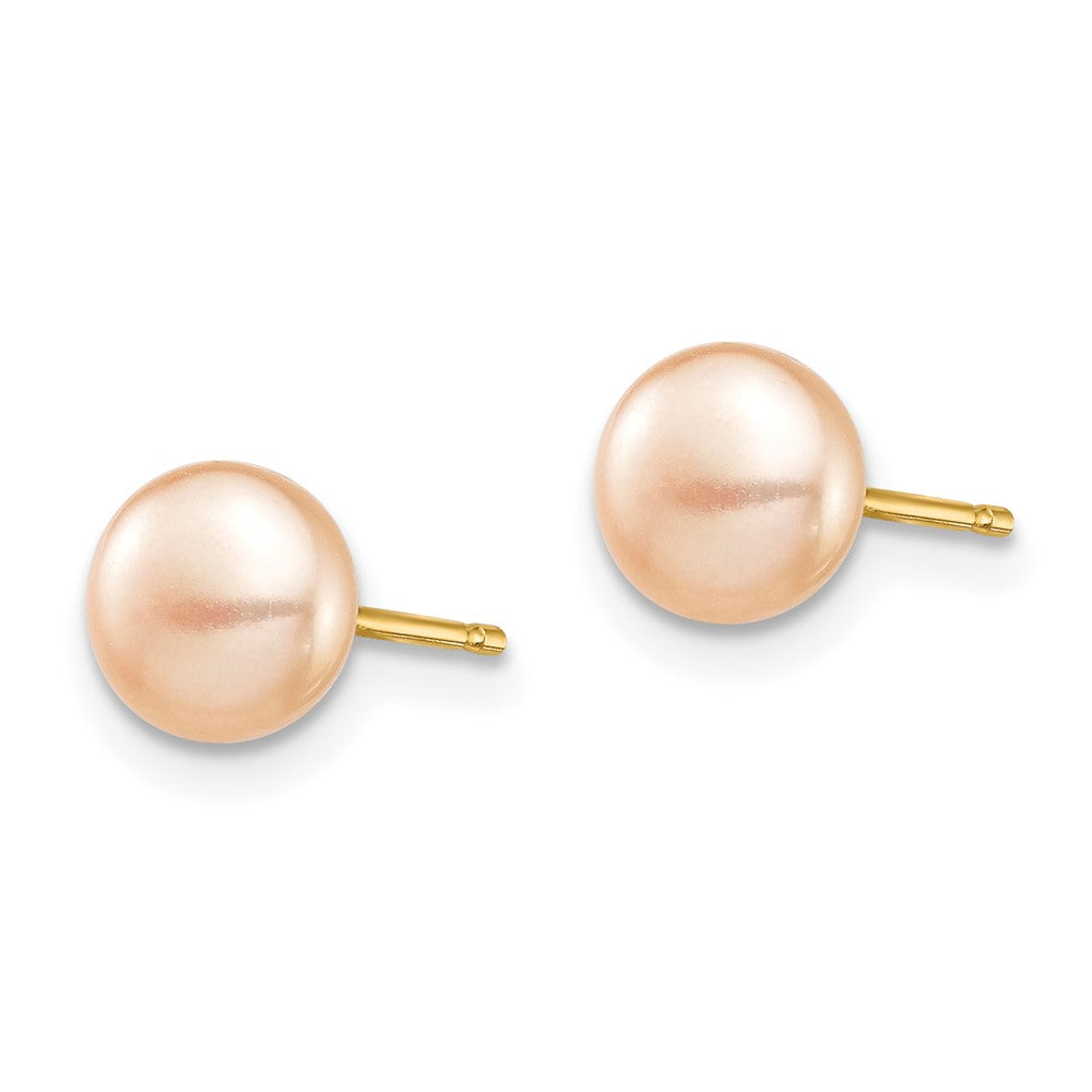 Button Shine 14k Madi K 6-7mm Pink Button Freshwater Cultured Pearl Stud Post Earrings with Silicone Backs