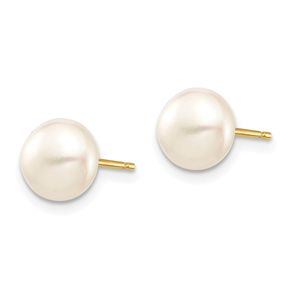 Sprinkle Buddy 14k Madi K 7-8mm White Button Freshwater Cultured Pearl Stud Post Earrings with Silicone Backs