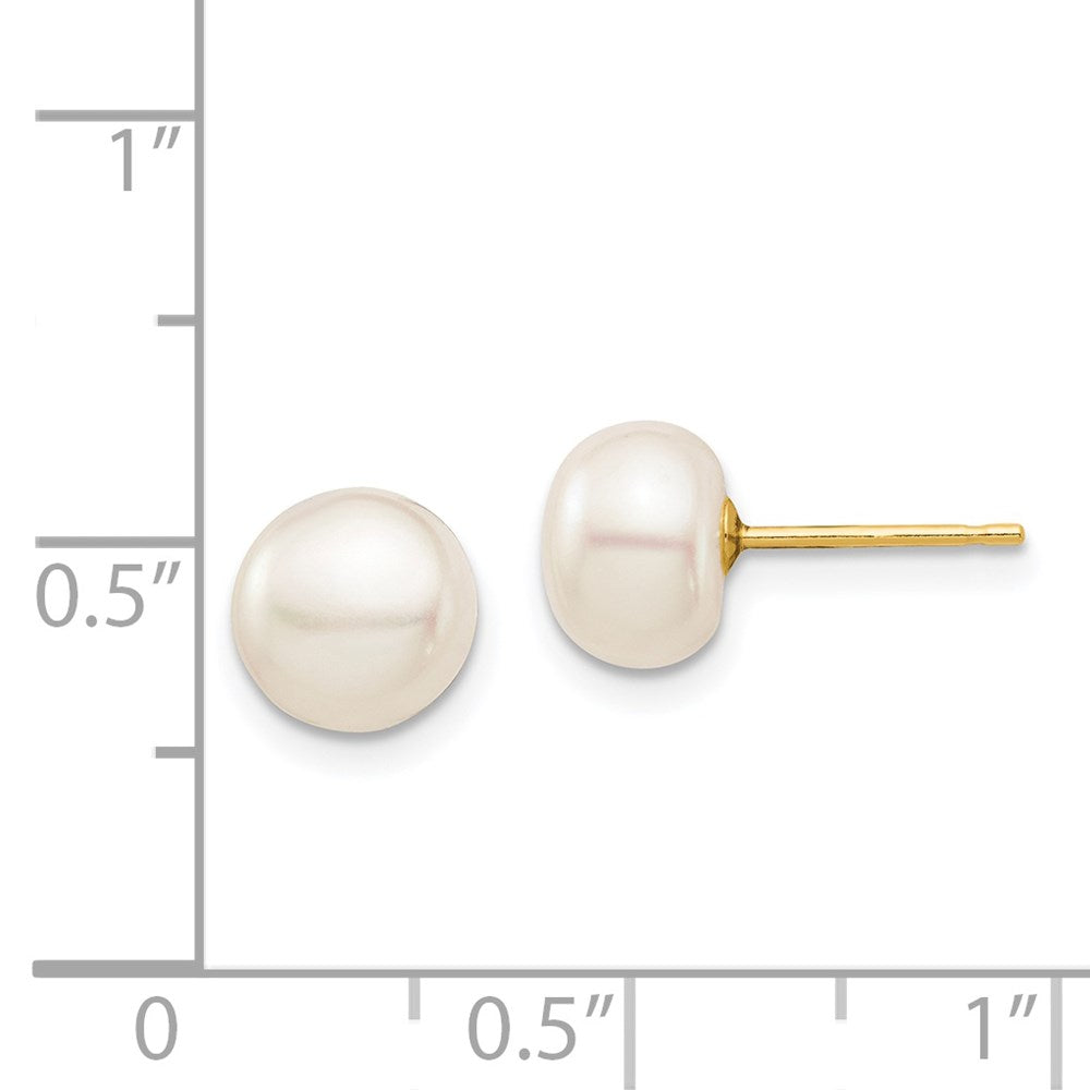 Sprinkle Buddy 14k Madi K 7-8mm White Button Freshwater Cultured Pearl Stud Post Earrings with Silicone Backs