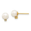 Cricket Bug 14k Madi K 5-6mm White Round Freshwater Cultured Pearl and .02 Carat Diamond Post Earrings with Silicone Backs