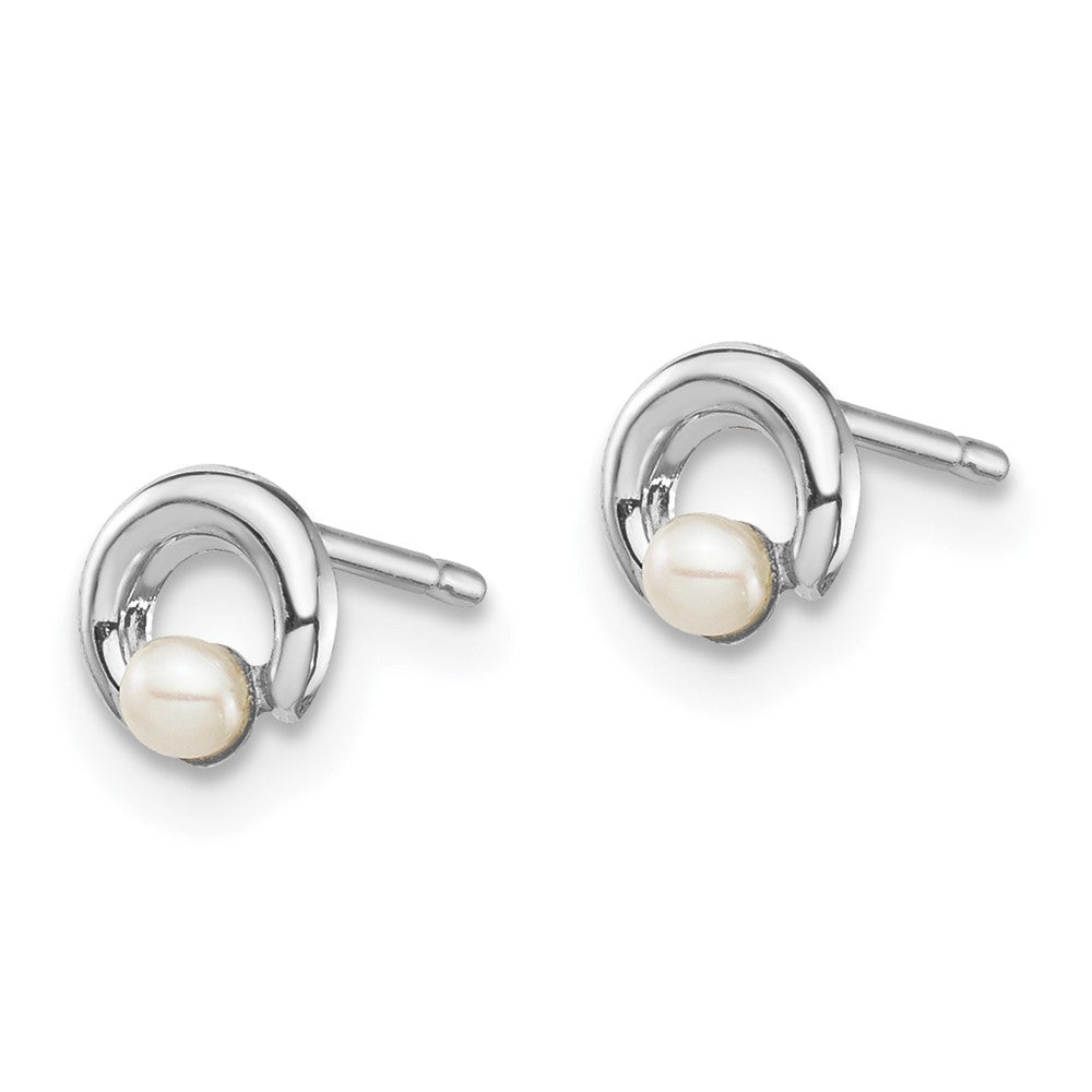Marshmallow Cloud 14k White Gold Madi K Button Freshwater Cultured Pearl Circle Post Earrings