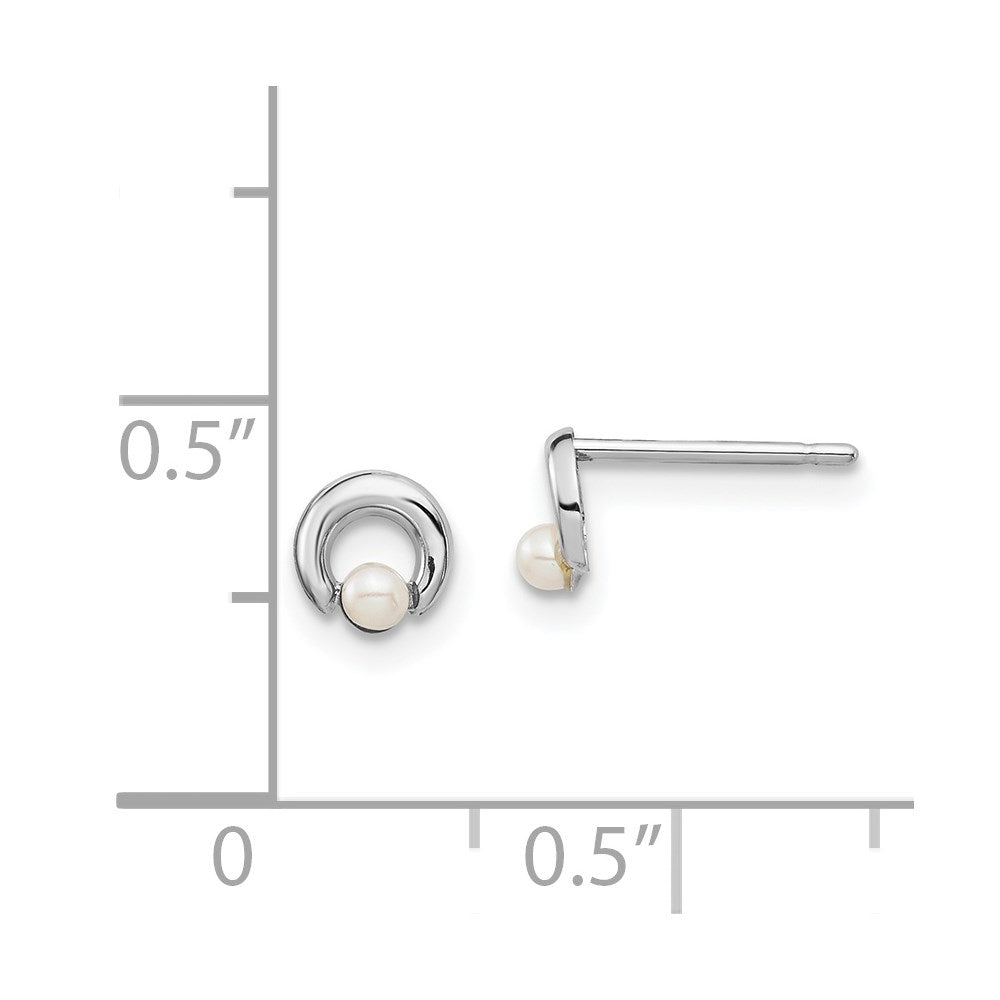 Marshmallow Cloud 14k White Gold Madi K Button Freshwater Cultured Pearl Circle Post Earrings