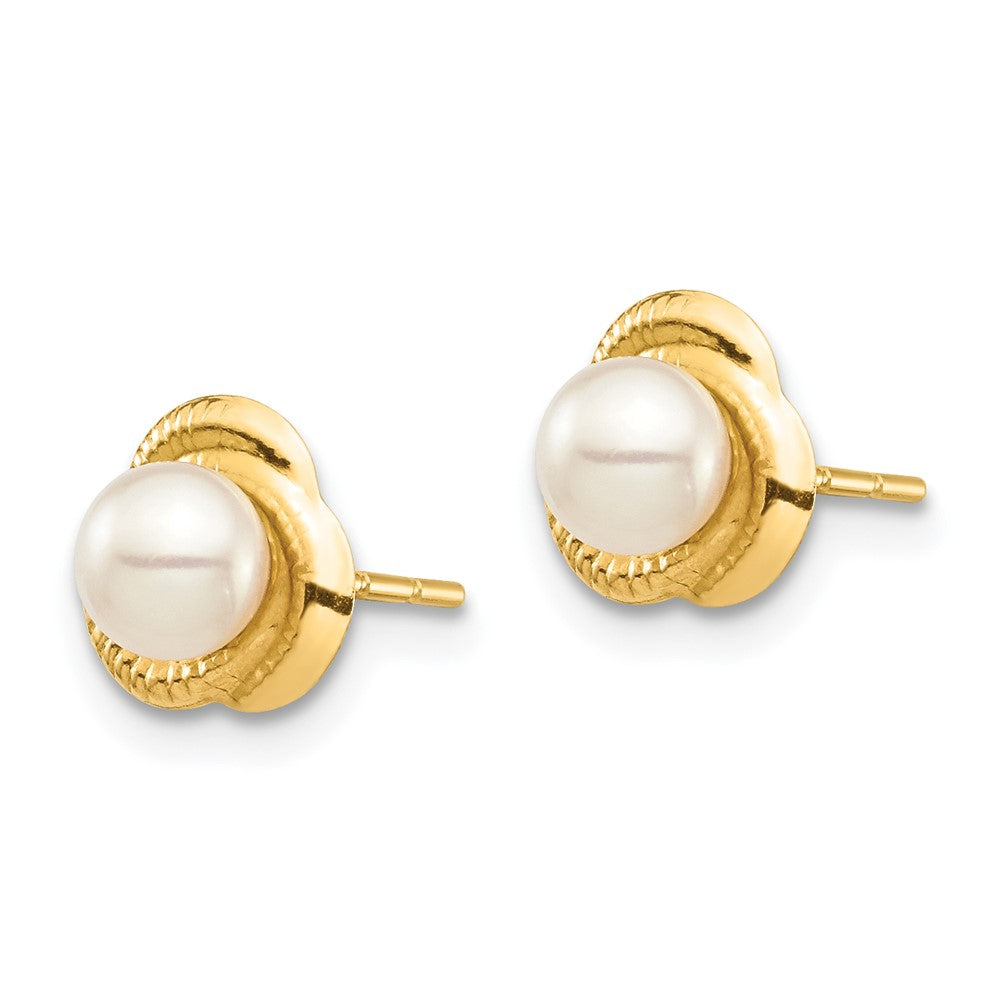 Peanut Cloud 14k Madi K 4-5mm White Button Freshwater Cultured Pearl Post Earrings with Silicone Backs