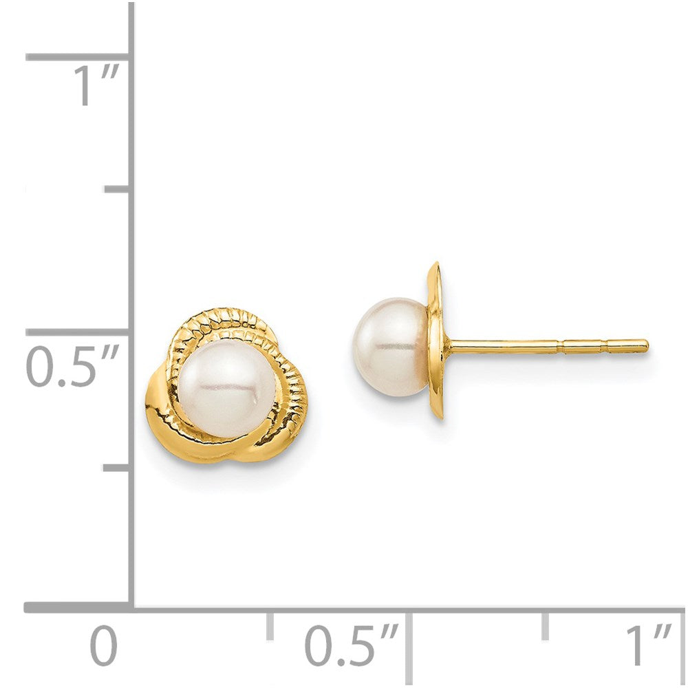 Peanut Cloud 14k Madi K 4-5mm White Button Freshwater Cultured Pearl Post Earrings with Silicone Backs