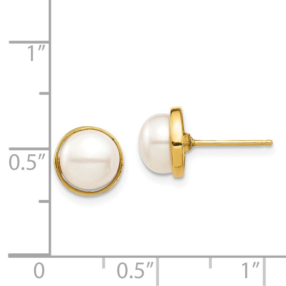 Sunbeam Song 14k Madi K 7-8mm White Button Freshwater Cultured Pearl Post Earrings with Silicone Backs