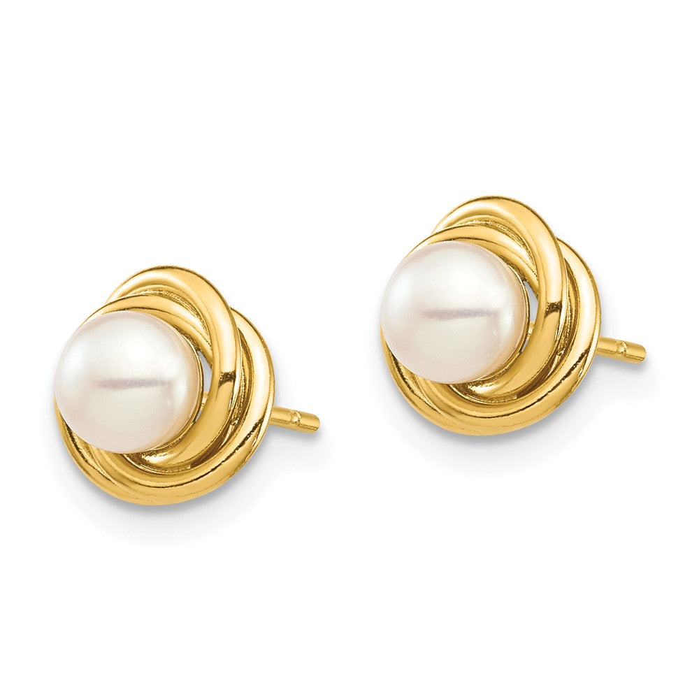 Pebble Bean 14k Madi K 4-5mm White Button Freshwater Cultured Pearl Post Earrings with Silicone Backs