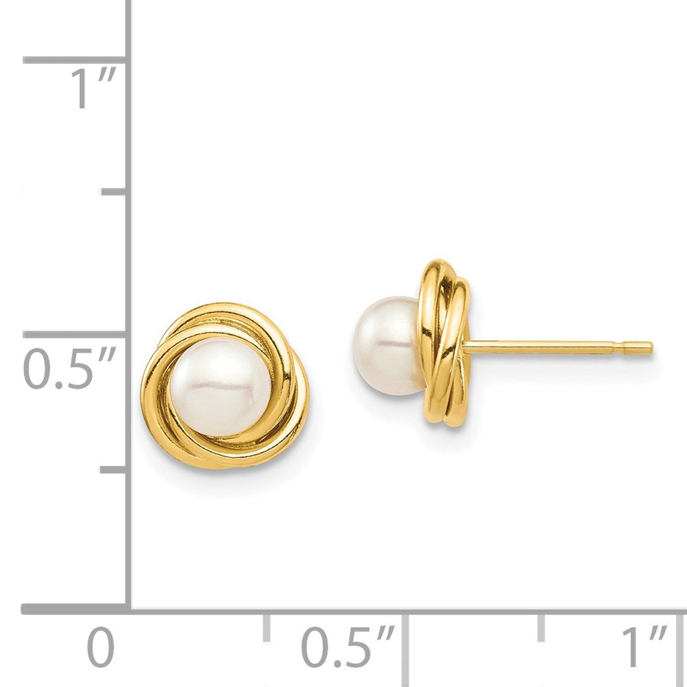 Pebble Bean 14k Madi K 4-5mm White Button Freshwater Cultured Pearl Post Earrings with Silicone Backs