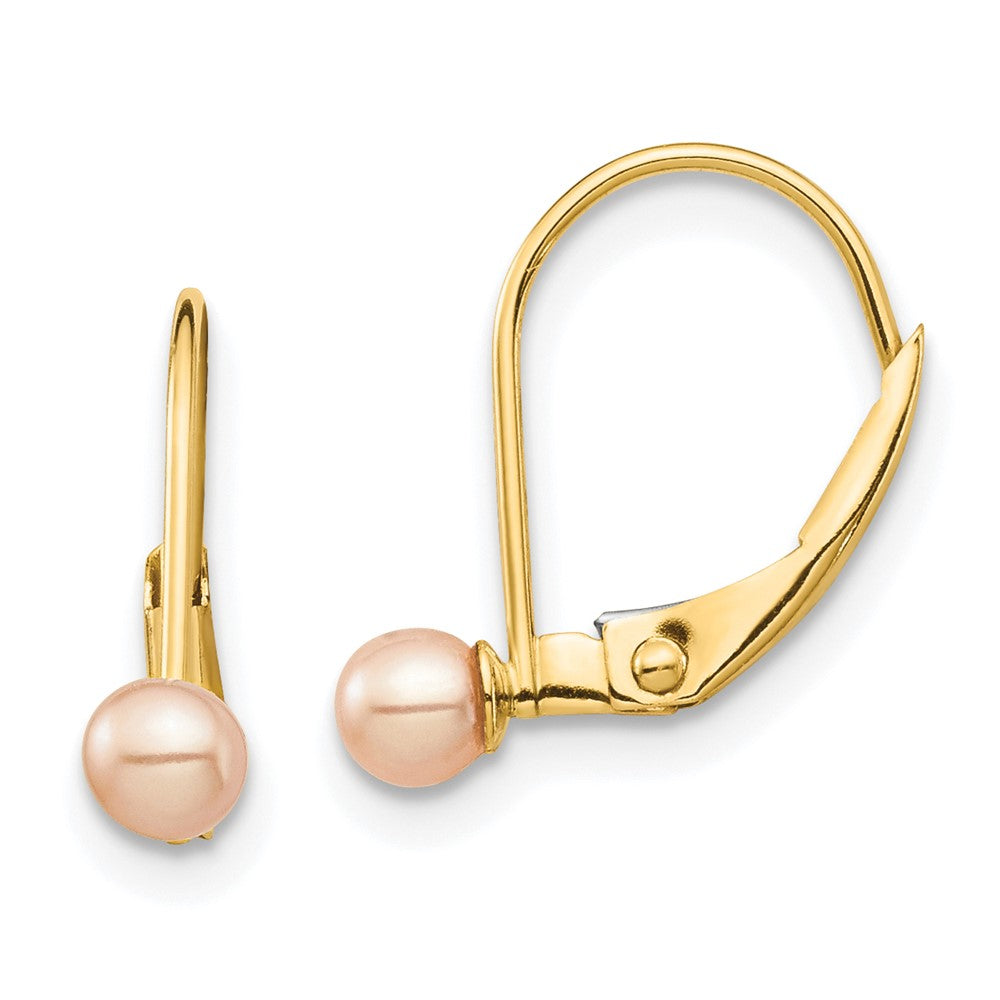 Pip Wink 14k Madi K 3-4mm Pink Round Freshwater Cultured Pearl Leverback Earrings