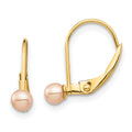 Pip Wink 14k Madi K 3-4mm Pink Round Freshwater Cultured Pearl Leverback Earrings