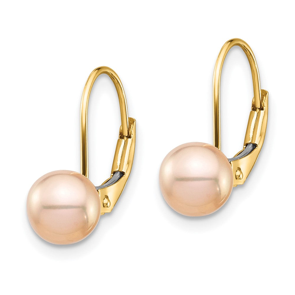 Sprinkle Buddy 14k Madi K 6-7mm Pink Round Freshwater Cultured Pearl Leverback Earrings