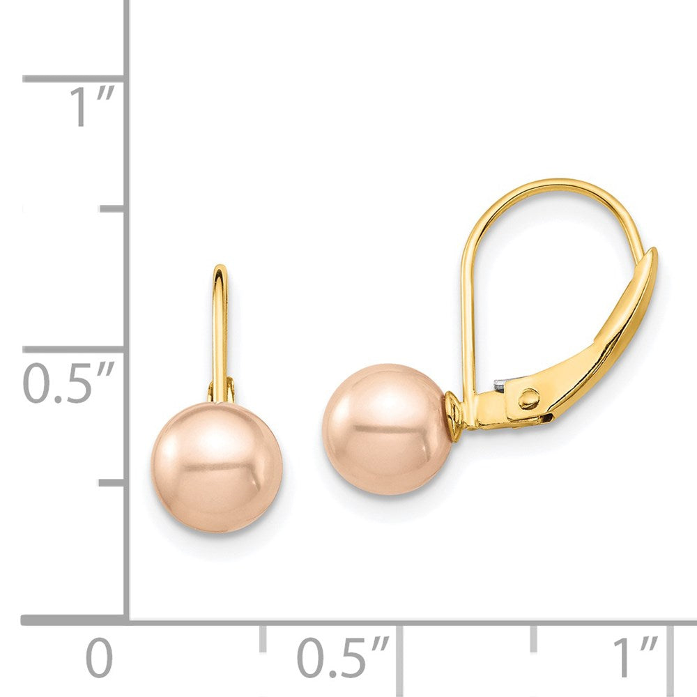 Sprinkle Buddy 14k Madi K 6-7mm Pink Round Freshwater Cultured Pearl Leverback Earrings