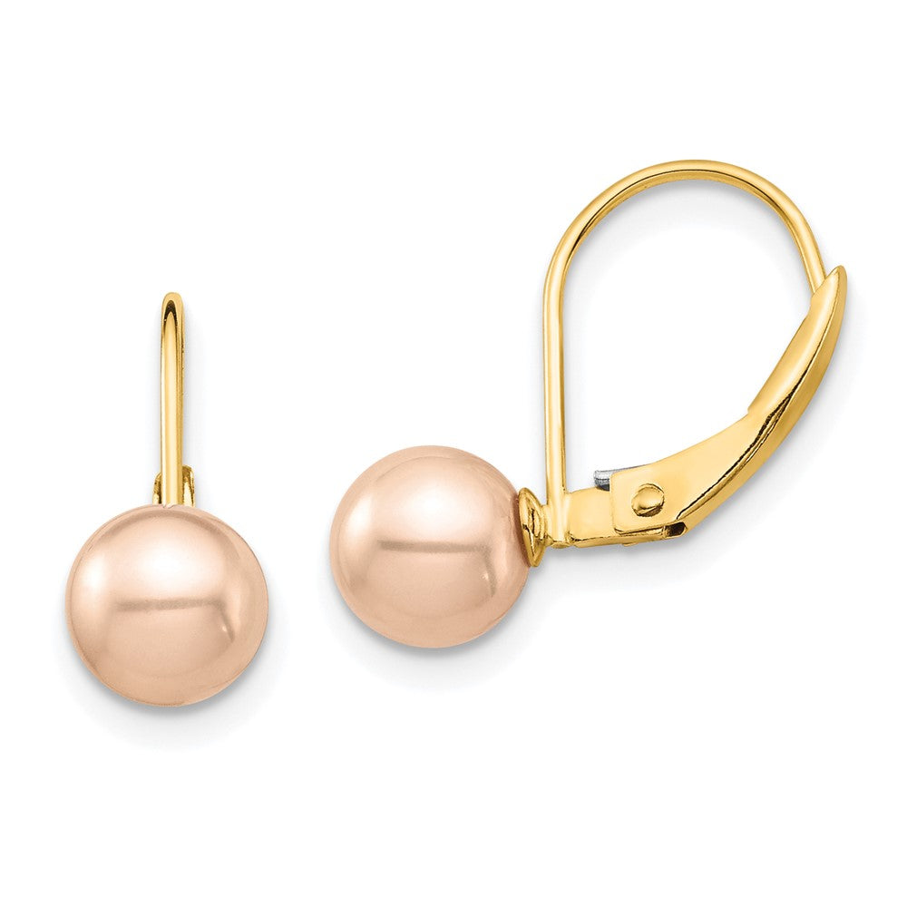 Sprinkle Buddy 14k Madi K 6-7mm Pink Round Freshwater Cultured Pearl Leverback Earrings