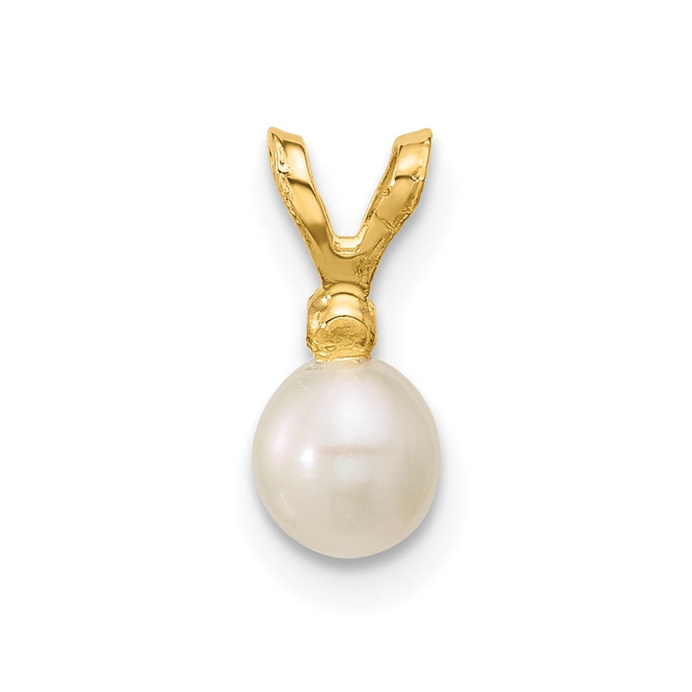 Little Puff 14k Madi K 4-5mm White Near-Round Freshwater Cultured Pearl and CZ Pendant