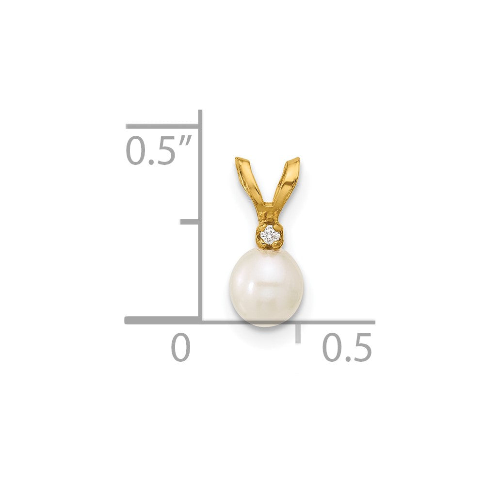 Little Puff 14k Madi K 4-5mm White Near-Round Freshwater Cultured Pearl and CZ Pendant