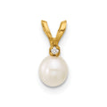 Little Puff 14k Madi K 4-5mm White Near-Round Freshwater Cultured Pearl and CZ Pendant