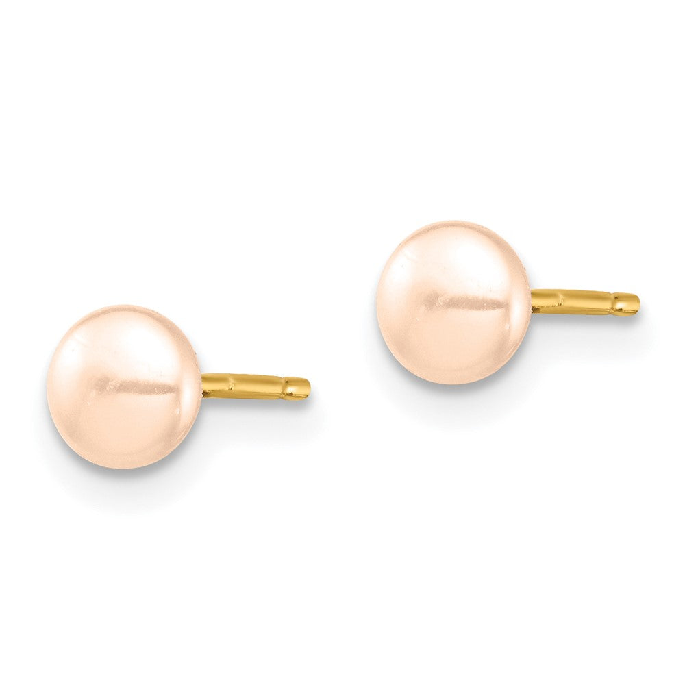 Bunny Puff 14k Madi K 4-5mm Pink Button Freshwater Cultured Pearl Stud Post Earrings with Silicone Backs