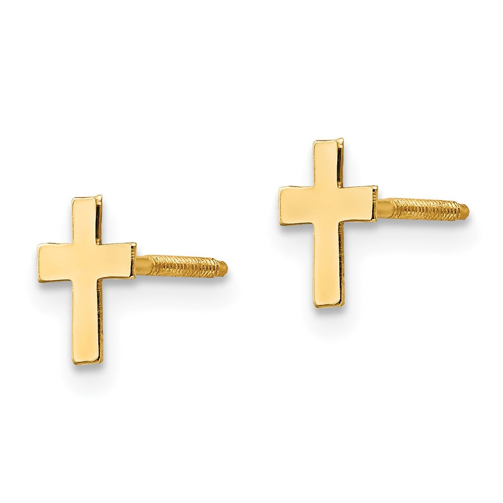 Winky Shine 14k Madi K Polished Tiny Cross Silicone Back Earrings