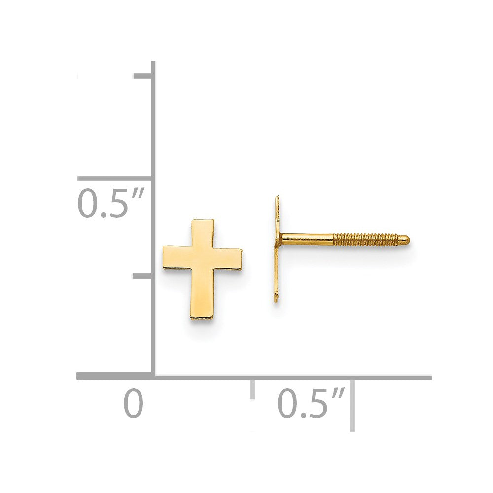 Winky Shine 14k Madi K Polished Tiny Cross Silicone Back Earrings