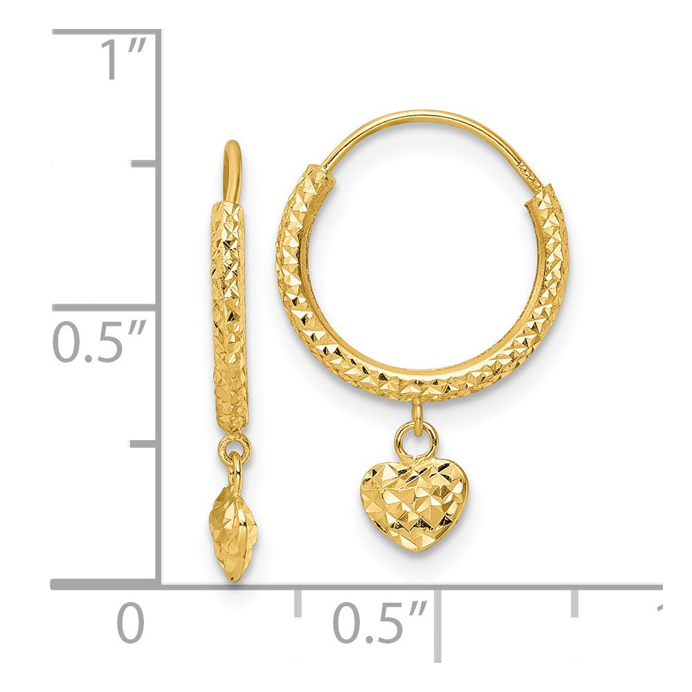 Cotton Buddy 14K Madi K D/C Heart Hoop Earrings