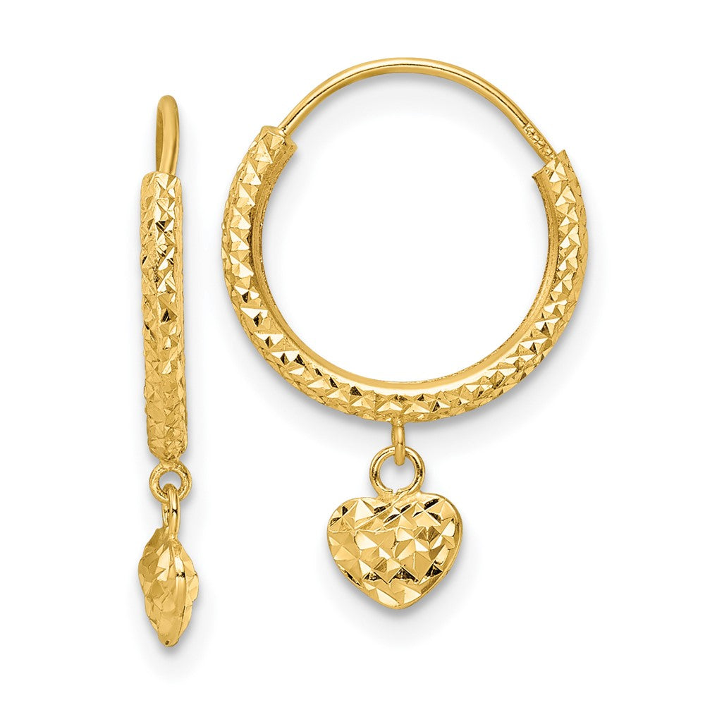 Cotton Buddy 14K Madi K D/C Heart Hoop Earrings