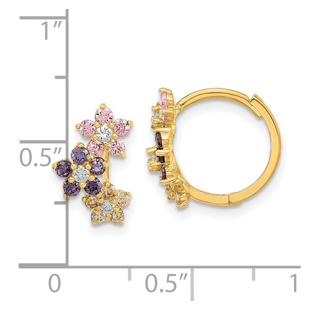 Peanut Spark 14K Madi K Hinged Flower Multicolor CZ Hoop Earrings