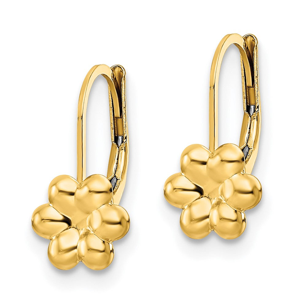 Muffin Star 14K Madi K Polished Flower Leverback Earrings