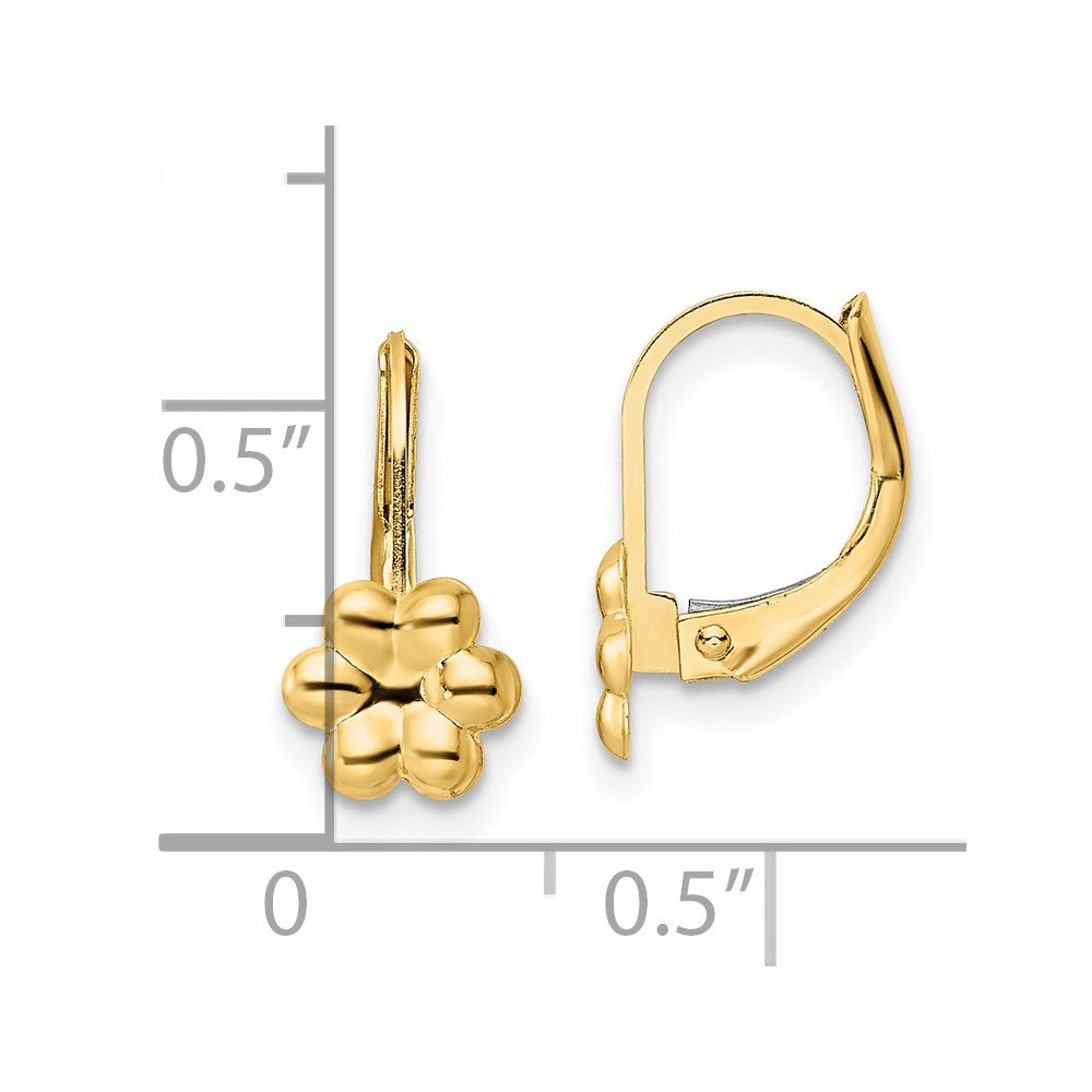 Muffin Star 14K Madi K Polished Flower Leverback Earrings