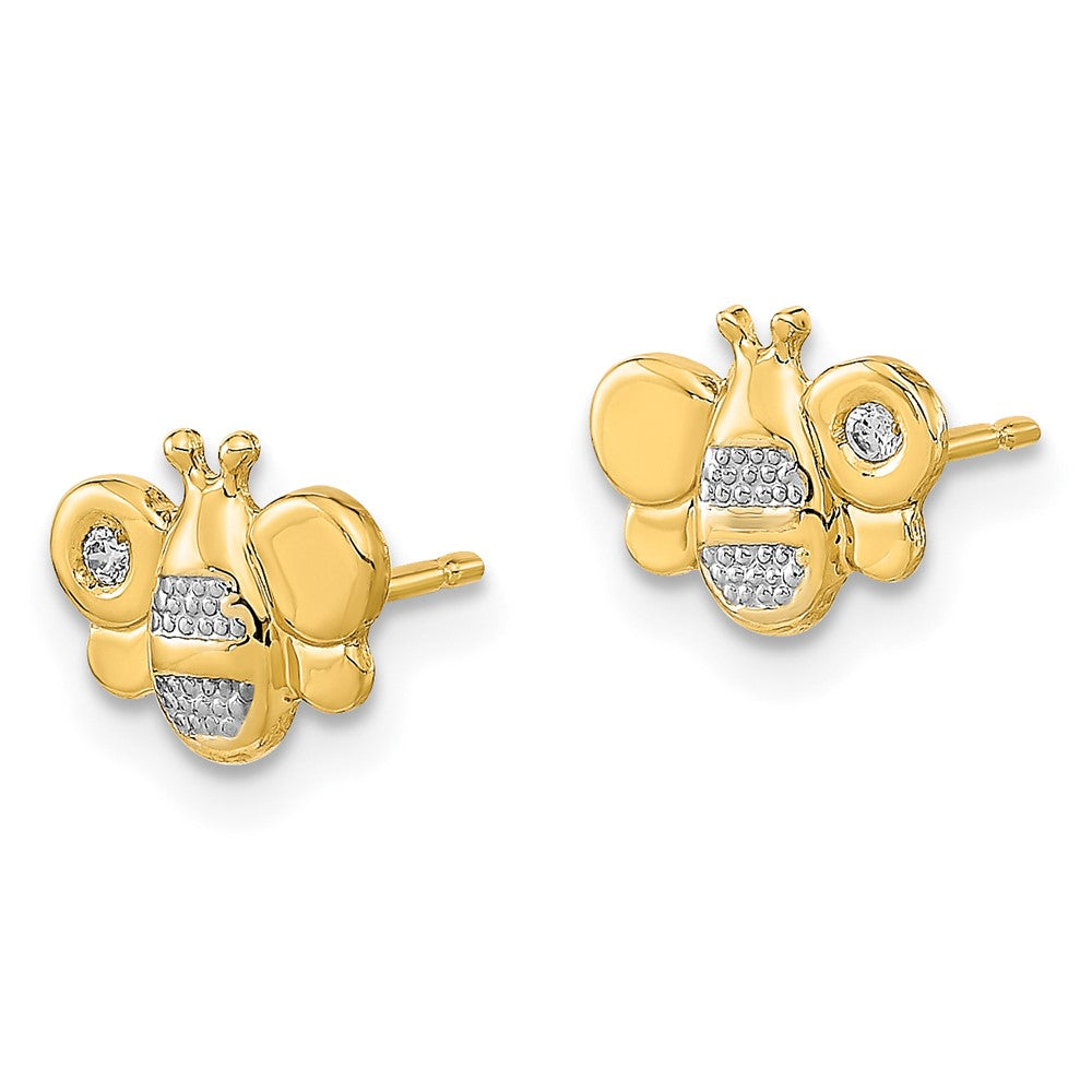 Cocoa Puff 14K Madi K Polished White Rhodium CZ Bee Post Earrings