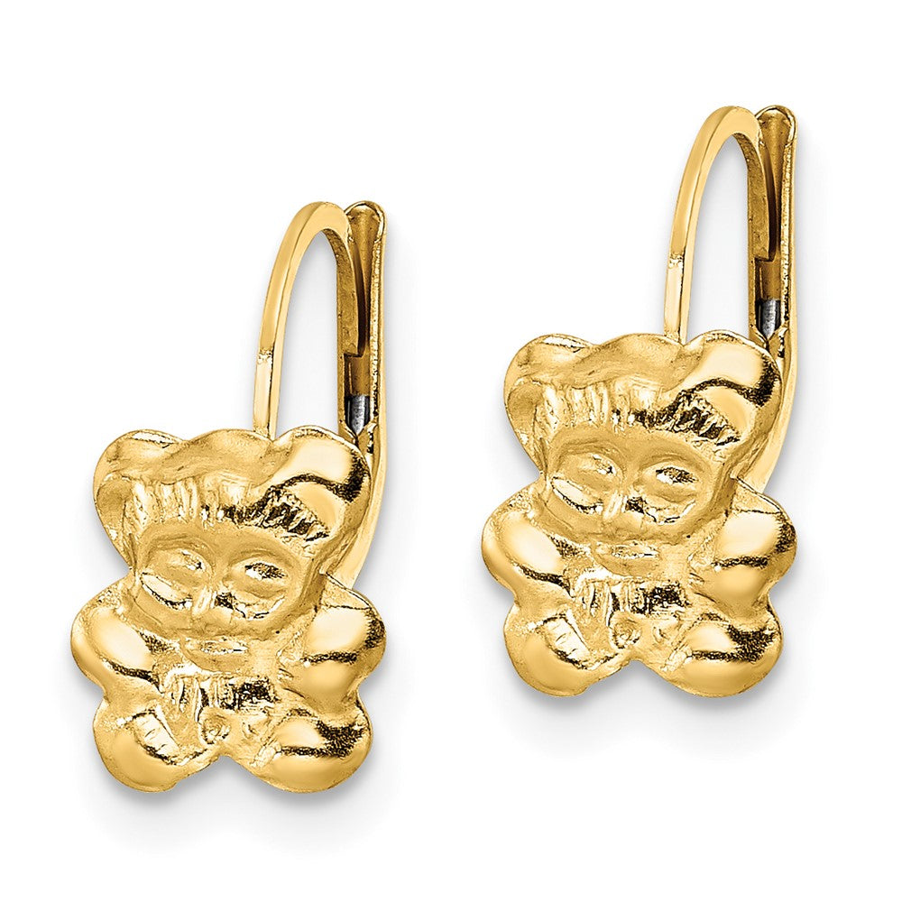 Whimsy Pie 14K Madi K Polished Teddy Bear Leverback Earrings